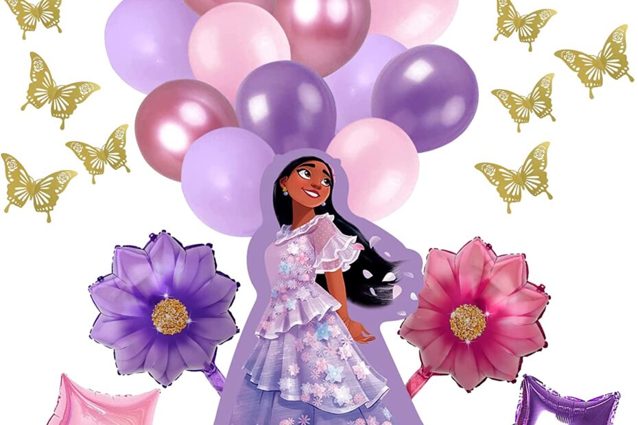 encanto-themed-birthday-party-decorations-balloons-and-butterfly-cut-outs-in-pink-purple-and-gold