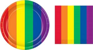 rainbow-themed-party-supplies-paper-plates-and-rainbow-napkins-for-pride-party