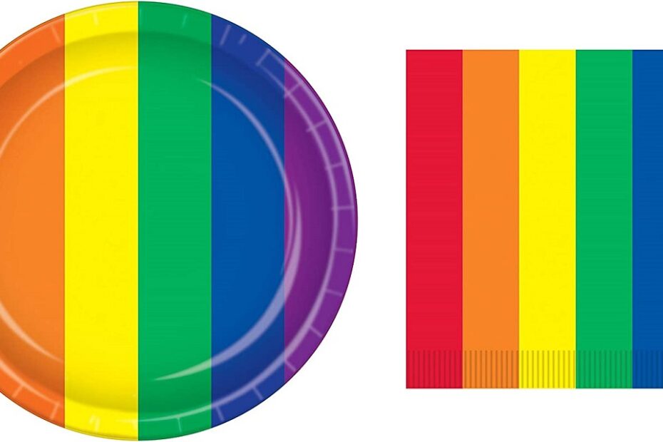 rainbow-themed-party-supplies-paper-plates-and-rainbow-napkins-for-pride-party